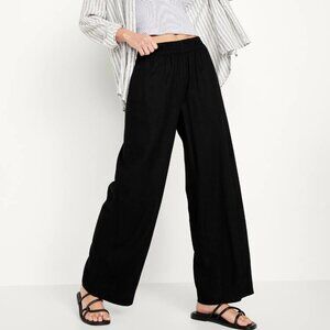 High-Waisted Linen-Blend Wide-Leg Pants NWOT